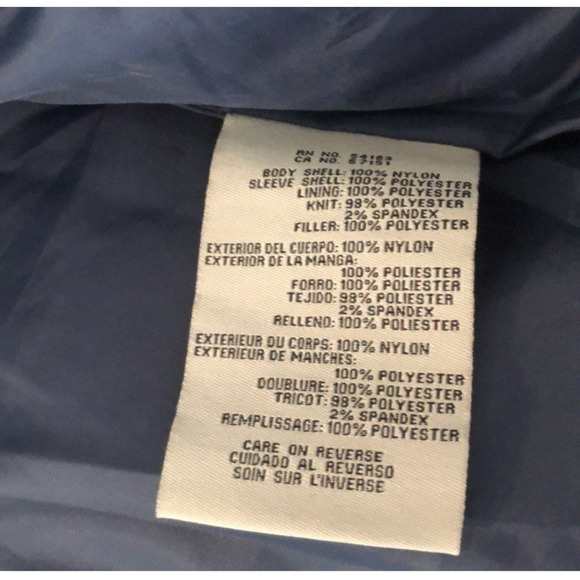 Levi’s Quilted Puffy Varsity Bomber Jacket Blue Gray XL - Picture 8 of 11